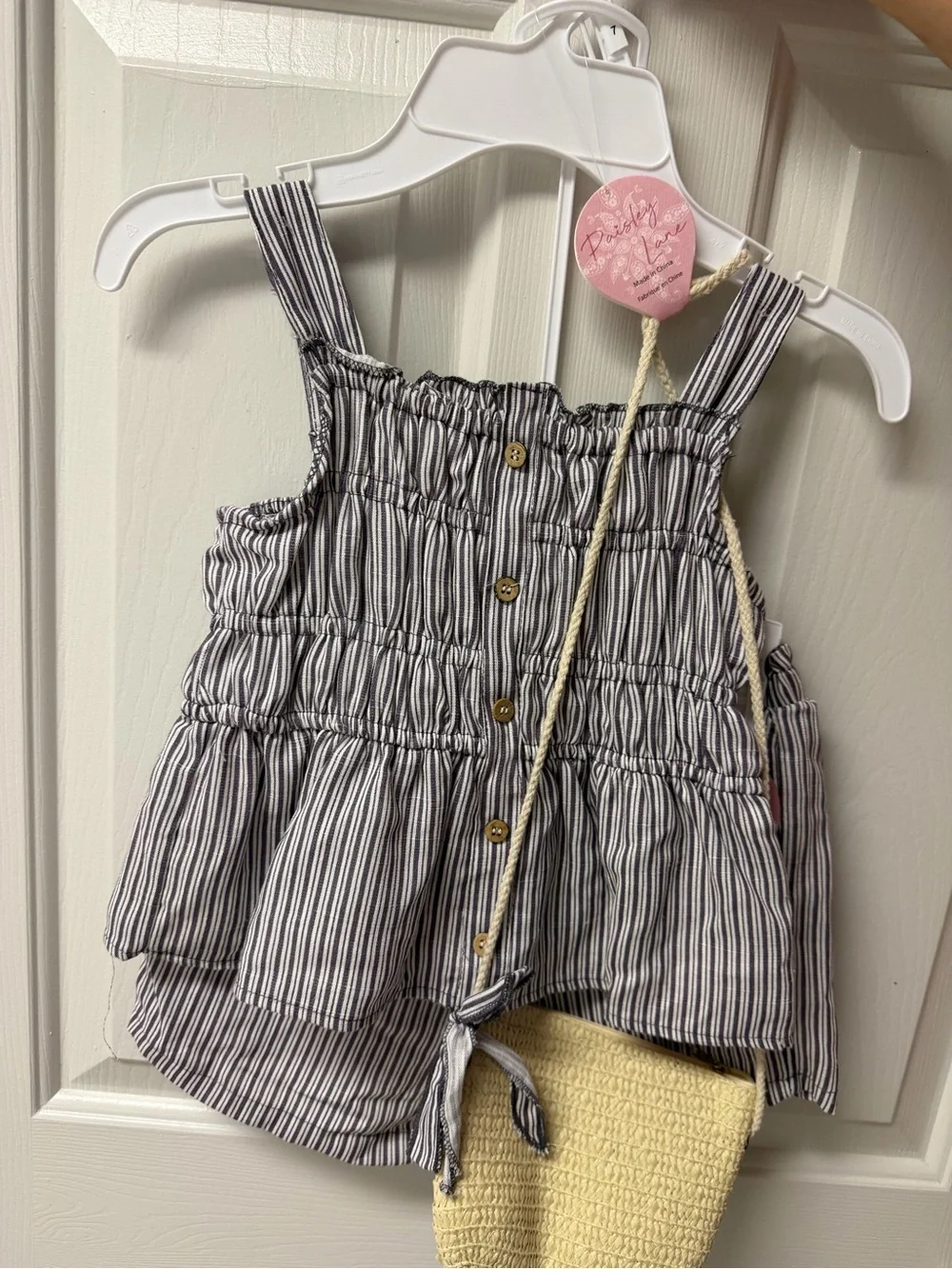 NWT Paisley Lane Girls Size 7 Striped Top Shorts Crossbody Purse 3 Piece Set